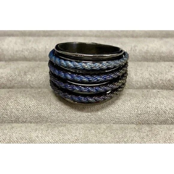 Judith Ripka Sterling Silver 4-Row Rope Band Ring Size 10.5 - Picture 2 of 8